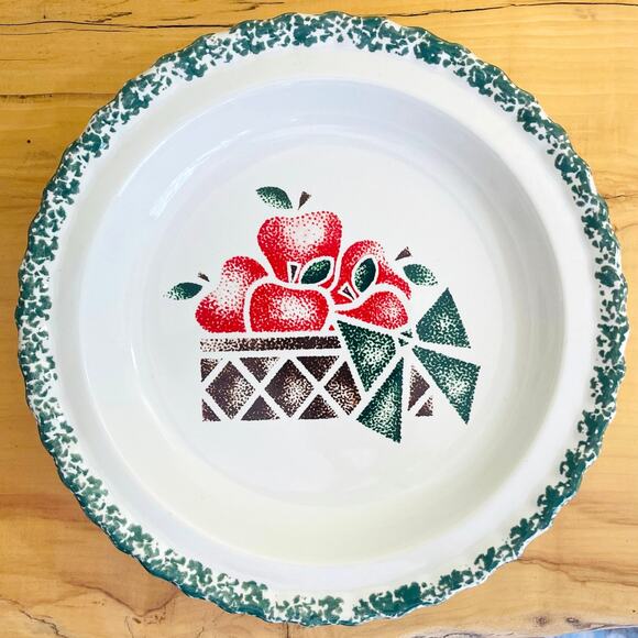 Vintage House Of Lloyd Pie Plate Dish Apples Basket Folk Country Cottage - Picture 6 of 9